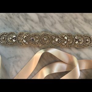 BHLDN Jeweled and beaded waist belt, satin sash